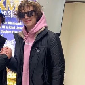Glossier pink hoodie